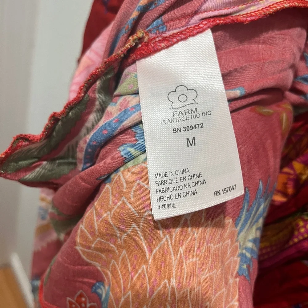 Farm Rio Floral Red Midi Dress sz M FLAWED - Picture 12 of 14